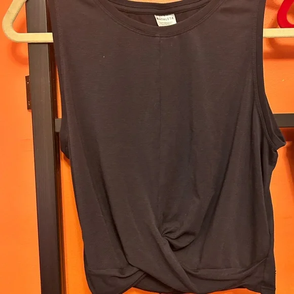 Athleta Twist-Knot Sleeveless Tank Top - Black & and Gray Blue - Picture 7 of 8